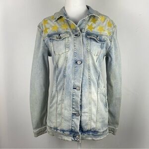 Lula Roe Denim Jacket Womens Small Gold Stars Embroidered Ladies Casual Jacket